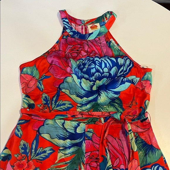 Farm Rio x Anthropology Printed Halter Jumpsuit, Pink Pattern - M - Picture 4 of 9